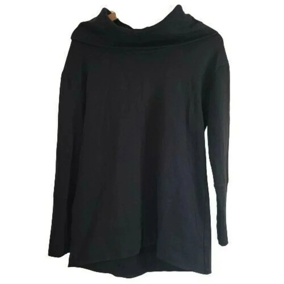 Merona Cowl Neck Size L/G Long Sleeve Tunic LONG Black Sweatshirt front short - Picture 1 of 10